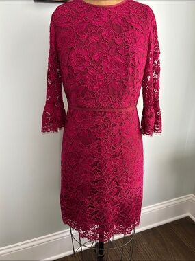 Draper James Fuchsia Floral Lace Midi Dress